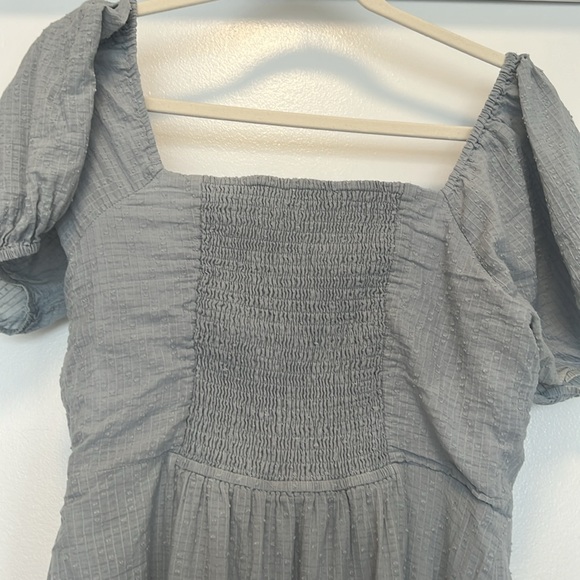 Mini dress blue with button front and puff sleeves - Picture 6 of 8